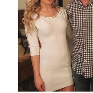 Guess white knit chain sweater Dress
